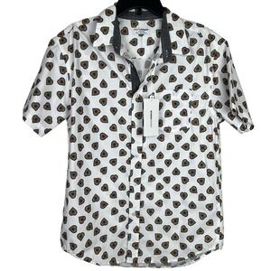 NEW Eighth Avenue Heart‎ Rainbow PRIDE LGBTQ Button Up Slim Fit Short Sleeve L